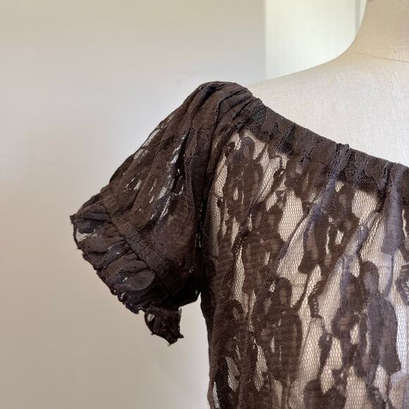 Burleska Women's Gothic Brown Lace Gypsy Peasant Pirate Top Size 2XL/3XL - Picture 4 of 6